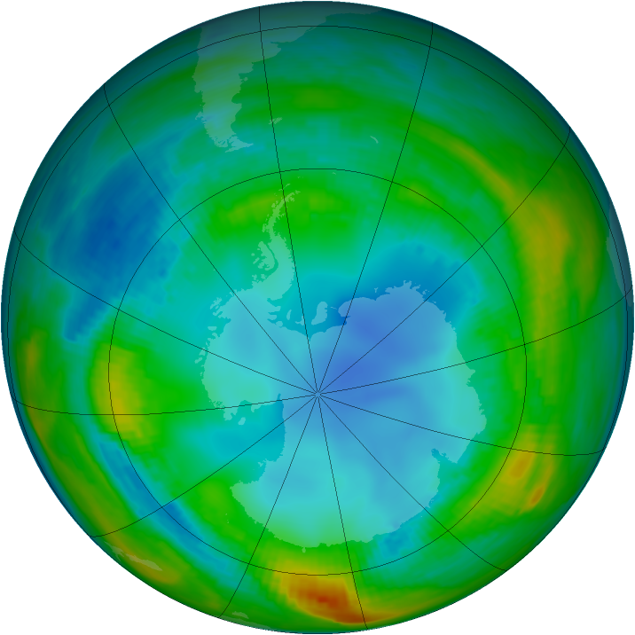 Antarctic ozone map for 05 August 1985